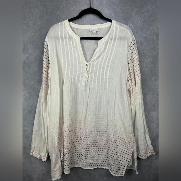 J. Jill ElementsPure Womens Lagenlook  100% Linen Tunic Blouse Boho Top Sz 2X - Picture 1 of 8